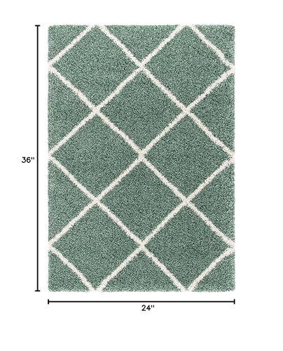 SAFAVIEH Hudson Shag Collection Accent Rug - 2' x 3', Green & Ivory, Modern Trellis Design, Non-Shedding & Easy Care, 2-inch Thick Ideal for High Traffic Areas in Foyer, Living Room, Bedroom (SGH281Y) - color: Green/Ivory, size: 2' x 3' (Rectangular)
