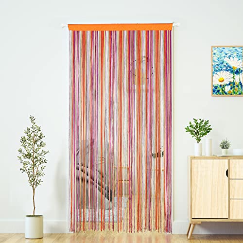YaoYue Doorway String Curtain Door Curtains,Boho Hippie Hanging Fringe Room Divider for Patio Bedroom Closet Kitchen Laundry,Room Window Wall Door Decor(39×79in/100×200cm,Rainbow) - color: Rainbow, size: 39"W x 79"L (Pack of 1)