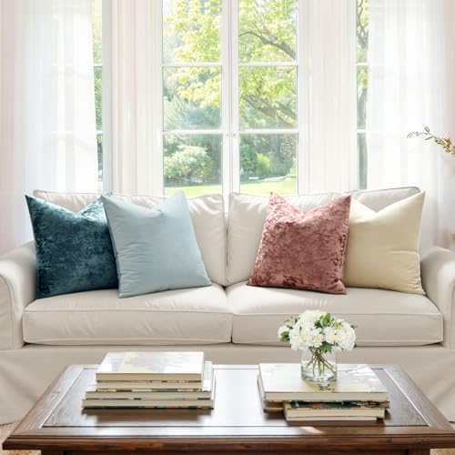 MIULEE Velvet Throw Pillow Covers Set of 2, Soft Neutral Decorative Valentine Spring Pillow Cases with Luxurious Textured Cushion Covers for Home Decor Couch Sofa Bed,Dusty Rose Pink 18x18 inch - color: Dusty Rose Pink, size: 18" x 18" (Pack of 2)