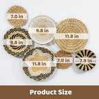 BreezyHue 7 Pcs Boho Wall Basket Decor Bulrush Woven Round Handmade Wall Art Hanging for Farmhouse Living Room Kitchen Decorations (Bohemian)