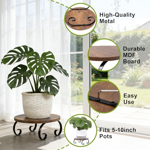 Plant Stand Indoor Outdoor, Vintage Plant Table Corner Flower Stand for 5 to 12 Inch Pots, Sturdy Low Short Plant Holder Stool for Living Rooms, Office, Garden, Patio