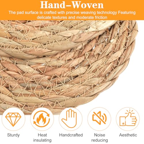 3Pcs Boho Trivets for Hot Dishes, 8 Inch Heat Resistant Hot Pads, Braided Pot Holders for Kitchen Countertop, Farmhouse Boho Decor with Storage Basket