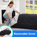 Hobestluk 3 in 1 Bean Bag Chair Giant Bean Bag Chairs for Adults with Chevron Plush Fur Cover Convertible Bean Bag Floor Cushion with Machine Washable Cover for Living Room (Chevron Plush Black) - color: Coal Black