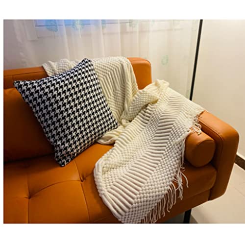 Blagic Knitted Throw Blanket for Couch Soft Farmhouse Boho Throw Blanket with Tassels Home Decorative Lightweight Throw Blankets,White Throws for Bed/Chair/Sofa, Pineapple Textured,60" W x 80" L - color: F-white, size: 60 × 80 in