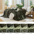 MooMee Muslin Blanket - 100% Cotton 4-Layer Gauze Throw Blanket with All-Around Fringe, Soft Breathable Lightweight Cooling Summer Blankets for Bed Couch (Olive Green,Super King 108" x 98") - color: Olive Green, size: Super King