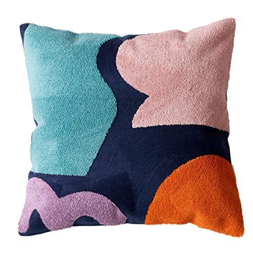 vctops Boho Geometric Tufted Decorative Throw Pillow Cover Farmhouse Cotton Embroidery Accent Square Cushion Case for Couch Sofa Bed (EmbroideryN, 18"x18") - color: Embroideryn, size: 18" x 18" (Pack of 1)