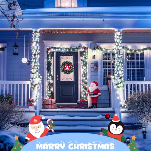 JMEXSUSS 2 Pack Solar String Lights Outdoor Waterproof, Total 66 FT 200 LED Solar Christmas Lights Outdoor, Twinkle Light for Christmas Tree Outside Garden Yard Xmas Decor, White - color: White, size: 100LED*2