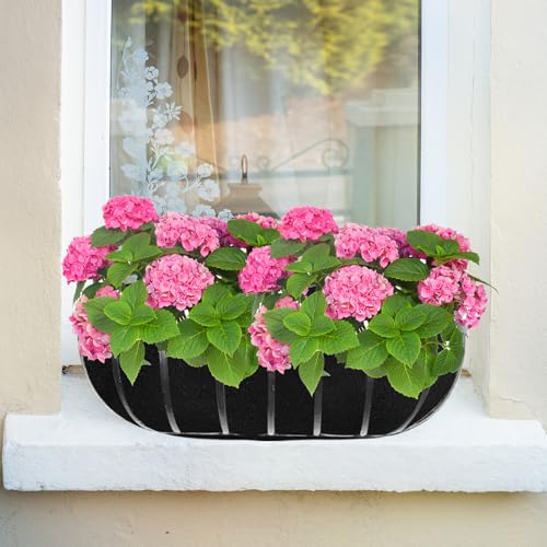 2PCS 30Inch Upgraded Planter Basket Liners Fabric Window Box Liners Felt Trough Planter Black Flower Basket Liner Non-Woven Hanging Plant Liner for Planters Garden Fence - Avoid Bird Nesting - size: 2PCS 30 Inch