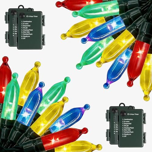 Battery Operated String Lights - 4 Pack Total 66ft 200 LEDs Multicolor Christnas Lights with Timer, 8 Modes Waterproof Twinkle Lights for Indoor Outdoor Xmas Tree Wreath Party Holiday Decorations - color: Multicolor, size: 4 Pack