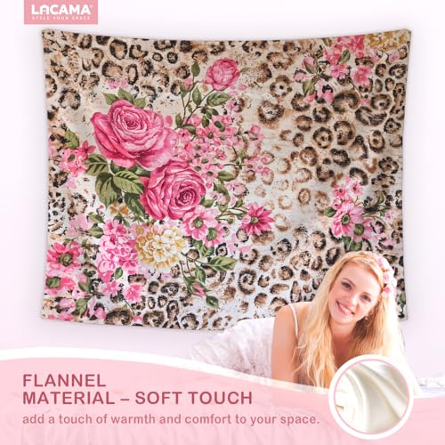 Lacama Leopard Tapestry, Dorm Decor Trendy Leopard Print Gifts for Women, Vintage Floral Cheetah Prints Blanket for Teen Girls Room Bedroom College Dorm Apartment, 50x61 Inches - color: leopard print-2-Floral
