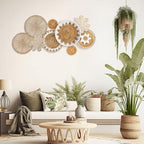 Xuhal 8 Pcs Boho Wall Basket Decor Decorative Bulrush Woven Basket Wall Decor Rustic Farmhouse Hanging Baskets for Kitchen Rustic Home Summer Decorations - style: Flower