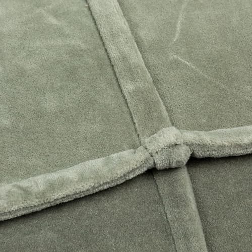 Creative Co-Op Square Cotton Velvet Pouf with Piped Detail, Sage Green - color: Wing Teal