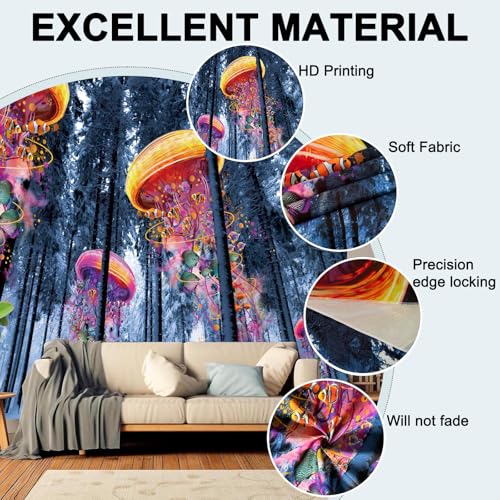 Jellyfish Tapestry Ocean Wall Art Soft Fabric Abstract Boho Tapestry for Living Room Bedroom Dorm Room Wall Hanging - color: Jellyfish, size: 79"L x 59"W
