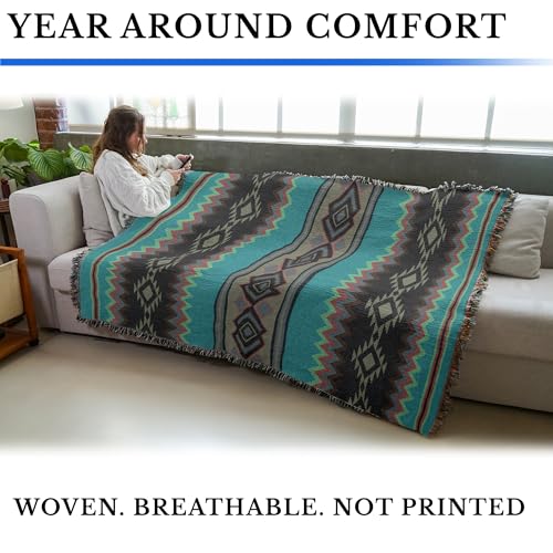 Pure Country Weavers Copper Patina - Western Tapestry Throw Blanket Woven from Cotton - Made in The USA (72x54) - color: Copper Patina