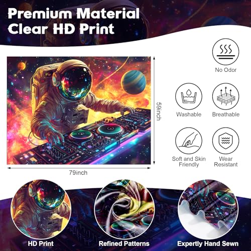 NYZE Blacklight Tapestry Music Wall Tapestry Space Art Colourful Design Tapestries for Hip Hop College Dorm Room Bedroom Wall Decor 79in×59in - color: Astronaut G, size: 79"L x 59"W