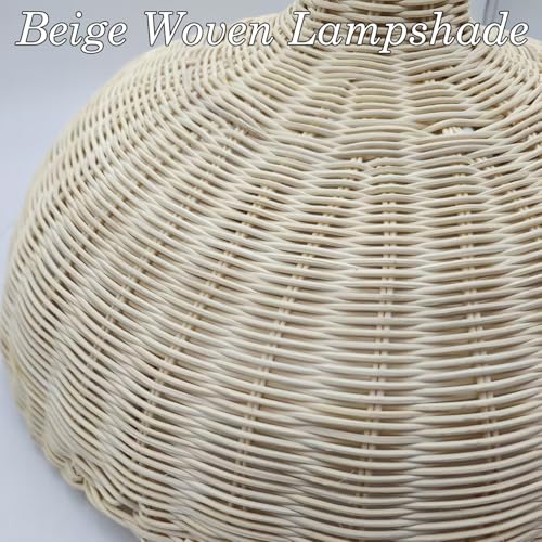 MIXL-Rattan Woven Pendant Light,Scalloped Shade Small Hanging Light,Rustic Kitchen Island Lighting,Boho Style Pendant Lamp for Living Room Bedroom - color: 18.11 Inches