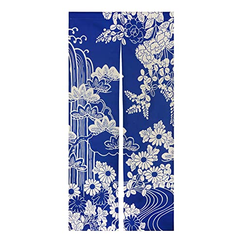 LIGICKY Japanese Style Noren Doorway Curtains Thick Long Type Printed Door Hanging Tapestries for Home Decoration 33.5 x 70.9 inch, Blue (Chrysanthemum) - color: Chrysanthemum, size: 33.5"W x 70.9"L (Pack of 1)
