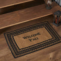 VHC Brands Farmhouse Jute Rectangular Rug with Welcome Y'all Stencil 20x30 Country Braided Flooring, Country Black and Tan - size: 20" x 30" (Rectangular) Welcome Y'all