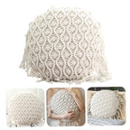 Boho Cushion Covers Hand Woven Pillowcase Round Shape Pillow Cover with Tassel Macrame for Bed Couch Car Home Decor Cream