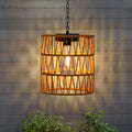 Livinlarge Solar Chandelier Lantern,Outdoor Rattan Pendant Lights,Waterproof Boho Hanging Lamps with Edison Bulb for Gazebo Tree Porch Yard Porch Patio Garden Backyard Decor - style: Solar Chandelier Lantern