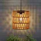 Livinlarge Solar Chandelier Lantern,Outdoor Rattan Pendant Lights,Waterproof Boho Hanging Lamps with Edison Bulb for Gazebo Tree Porch Yard Porch Patio Garden Backyard Decor - style: Solar Chandelier Lantern