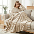 Fleece Throw Blanket 50" x 70" - Soft Cozy Microfiber Plush Blanket, Lightweight Warm Throw for Couch Bed Sofa Chair, All Season Use, Beige - color: Beige