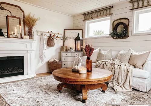 Hauteloom Octavia Boho Vintage Traditional Oushak Area Rug with Tassles - Farmhouse Oriental Floral Damask Carpet for Living Room, Bedroom, Dining Room - Taupe, Beige, Olive; Blue 2' x 3' - color: Taupe, Beige, Olive / Claydon, size: 1'11" x 2'11" (Rectan