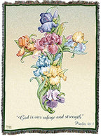 Pure Country Weavers Iris Cross Blanket - Sympathy Bereavement Gift Tapestry Throw Woven from Cotton - Made in the USA (72x54) - color: Iris Cross, size: 72" x 54"