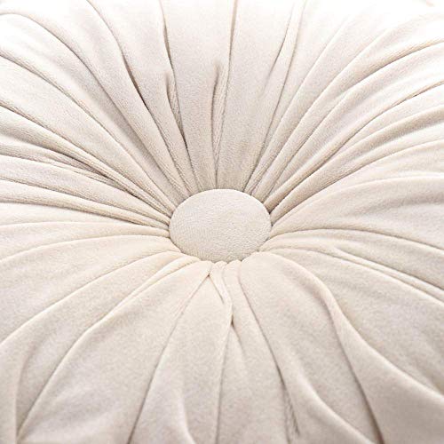 Round Filled Cushion,Velvet Cushions,Pleated Round Pillow, Scatter Cushion Home Decorative for Home Sofa Chair Bed Car Decor