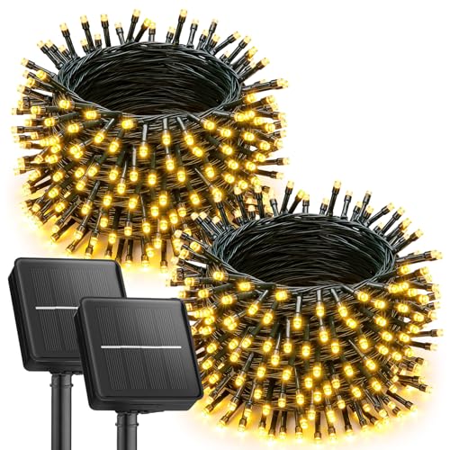 Brightown 2 Pack Solar String Lights Outdoor Waterproof, 92Ft 240 LED Solar Lights Outdoor with 8 Modes, Outdoor Light Solar Powered for Patio Yard Tree Garden Party Decorations, Warm White - color: Warm White, size: 2 pack