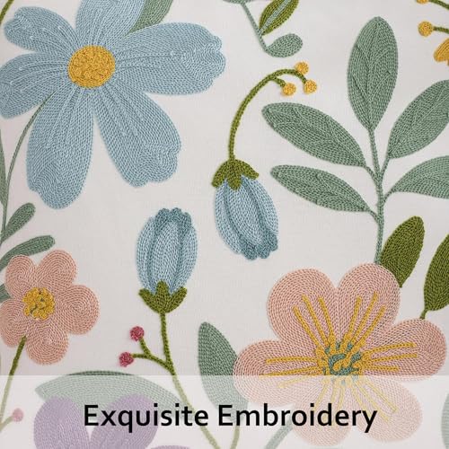 Embroidered Throw Pillow Covers 18x18 Pack of 2 Multicolored Flowers Pillow Covers Farmhouse Pillow Cushion Case Summer Decorative Farm Pillowcases Square Rustic Floral Pillow Case - color: Multicolored Flowers
