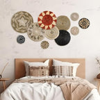 Tatuo 11 Pcs Boho Wall Basket Decor Bulrush Woven Wall Hanging Art Round Farmhouse Rustic Handmade Wicker for Summer Home, Bedroom, Living Room, Kitchen Decorations, Multi Sizes(Dark) - style: Dark