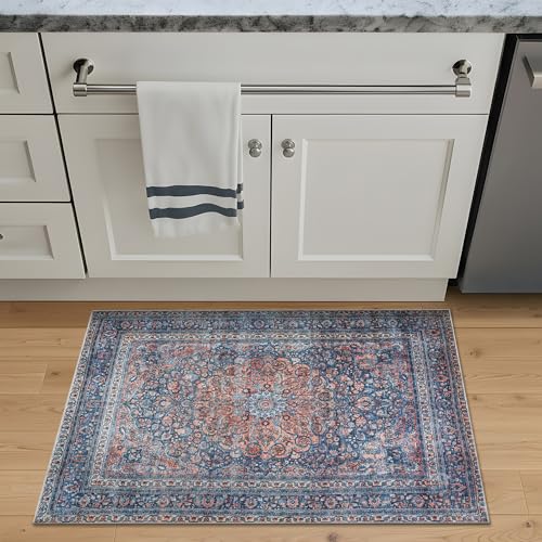 Bloom Rugs Washable Non-Slip 2' x 3' Rug - Multicolor Traditional Medallion Area Rug for Living Room, Bedroom, Dining Room, and Kitchen - Exact Size: 2' x 3' - color: Multi Color, size: 2' x 3' (Rectangular)
