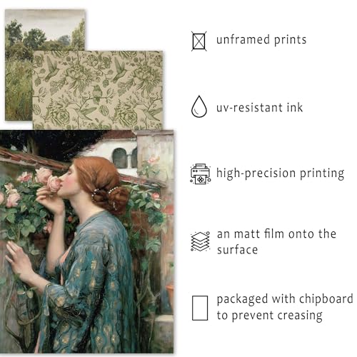 ANERZA 16 PCS Vintage Wall Art Decor, French Country Gallery Wall Prints for Bedroom, Farmhouse Posters for Living Room Aesthetic, Rustic Collage Kit Pictures, Cottagecore Dorm Home Decor - color: DarkSeaGreen, size: 11"x14" Unframed
