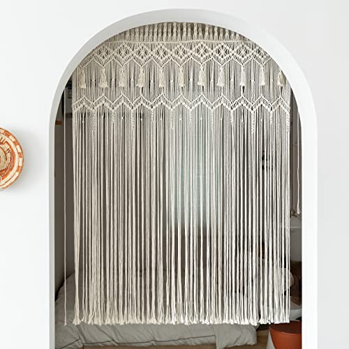 Mkono Macrame Curtain Large Boho Woven Wall Hanging Window Curtains Handmade Bohemian Decor for Window Doorway Closet Wedding Backdrop Arch Bedroom Living Room Apartment, 51''Wide x 70''Long - size: 51"W x 70"L