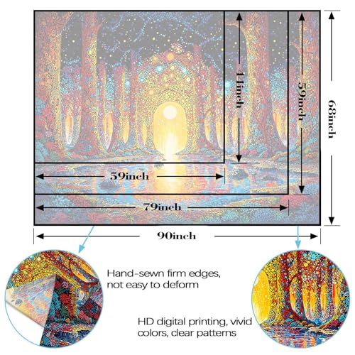 Lunerfex Fantasy Forest Gateway Wall Tapestry, Trippy Enchanted Woods Tapestries for Room Decor, Mystical Tapestry 80x60 Inch - color: Golden Olive, size: 80"L x 60"W