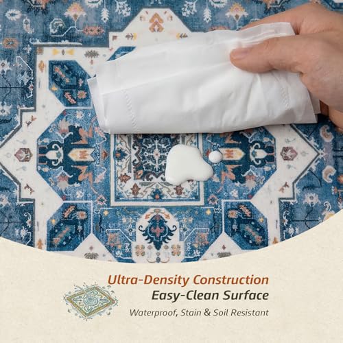 MINIDEAR 2x3 Area Rugs for Entryway Kitchen, Washable Rug Small Accent Rugs for Bedroom Non Slip Vintage Rug Thin Carpet Mat for Home, Blue - color: 02blue, size: 2' x 3' (Rectangular)