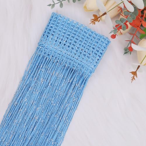 2 Pack 39 x 79 Inch String Curtains for Doorway, Home Decor Sequin Glitter String Curtain Boho Doors Tassel for Windows, Closet, Living Room, Bedroom, Hallway, Party (Blue) - color: Blue