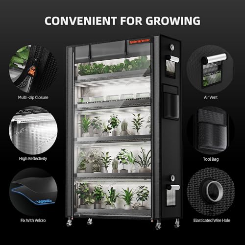 Spider Farmer 2026 Plant Stand with Grow Lights, 6-Tier Plant Shelf with 10Pcs 3ft Full Spectrum 220W Led Lamp and Grow Tent, for Veg Seed Starting Plants Growth Greenhouse 5000K 43Lx16Dx71H (Update) - size: L-43x16x71in