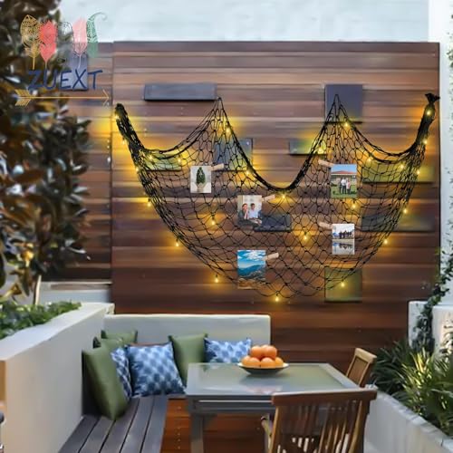Decorative Fishing Net 5x10 ft, 3 Pack Large Black Picture Netting, Wall Photo Display Fishnet for Nautical Gothic Pirate Beach Under The Sea Theme Party Decorations,3mm Cotton Table Runner Wall Decor - color: Black, size: 5 ft x 10 ft - 3 Pack