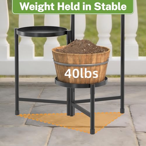 iDavosic.ly 3 Tier Large Plant Stand Indoor with 10 Inch Wide Tray, Tiered Corner Metal Outdoor Flower Display Holder Shelf, Folding Tall Rack for Patio Porch Living Room, Modern Black - color: Black, size: 3 Tiers