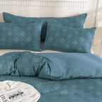 JELLYMONI Pillowcases Standard Size Grayish Blue 2 Pack Boho Plaid Bed Pillow Covers 20x26in Polyester Envelope Pillow Shams Tufted Bohemian Textured (Pillows are not Included) - color: 05 - Grayish Blue - Grid, size: 26" x 20" (Pack of 2)