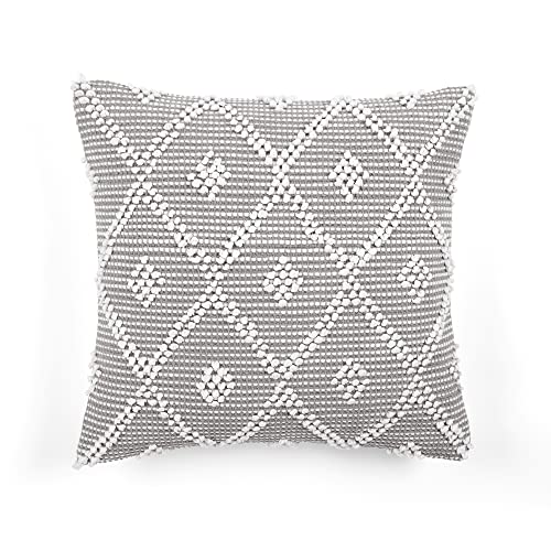 Lush Decor Adelyn Decorative Throw Pillow Cover, 20" W x 20" L, Light Gray - Square Pillow - Gray Diamond Pillow - Textured Pillows - Hygge Decor - Farmhouse Throw Pillows For Bed, Couch, Or Chair - color: Light Gray