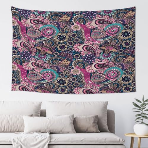 RTAFGU Perris Tapestry, Vintage Paisley Floral Pattern, Bohemian Ethnic Accent Aesthetic Wall Hanging Tapestries for Living Room, Bedroom, Dorm Party Home Decoration 40" L x 28" W - color: Perris_2804, size: 40"L x 28"W