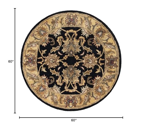SAFAVIEH Classic Collection 5' Round Black / Gold CL252A Handmade Traditional Oriental Premium Wool Area Rug - size: 5' (Round)