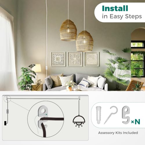 DiCUNO Hanging Lantern Extension Cord Cable, E26 Pendant Light Socket On Off Inline Cord Switch Control Lamp, Switch Close to Polarized Plug, 20 Feet (6M), White, 1-Pack - style: 20ft - White
