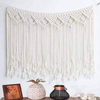kiido Macrame Wall Hanging, Hanging Wall Tapestry Large Bohemian Wall Decoration Macrame Curtain fringe Backdrop Wall Decor for Wedding Living Room Bedroom Gallery, 38"x 33"