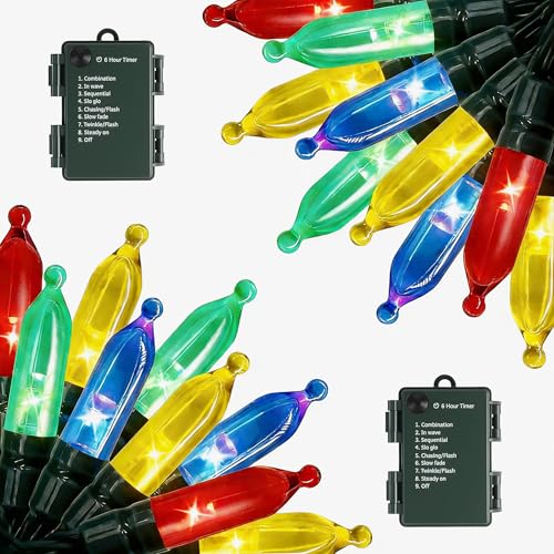 Battery Operated String Lights - 2 Pack Total 33ft 100 LEDs Multicolor Christmas Lights with Timer, 8 Modes Waterproof Twinkle Lights for Indoor Outdoor Xmas Tree Wreath Party Holiday Decorations - color: Multicolor, size: 2 Pack