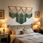 RUIZHIXUAN Large Macrame Wall Hanging Macrame Tie-dye Wall Hangings Tapestry Cotton Textile Boho Wall Decor Art Bedroom headboard Handwoven 59" Wx43” L (Tie-dye green) - color: Tie-dye green