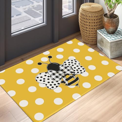 Bee Area Rug Small Spring Summer Entryway Rugs Non-Slip Indoor Outdoor Front Door Mat Soft Floor Carpet for for Kitchen Bedroom Bathroom Room Holiday Decor 2x3 Feet - color: Bee